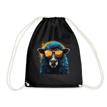 Cooles Schaf mit Sonnenbrille - Turnbeutel - Schwarz - Vorne