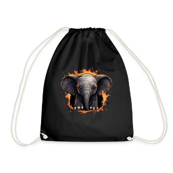 Mignon bébé éléphant - Sac de sport léger - noir - Devant