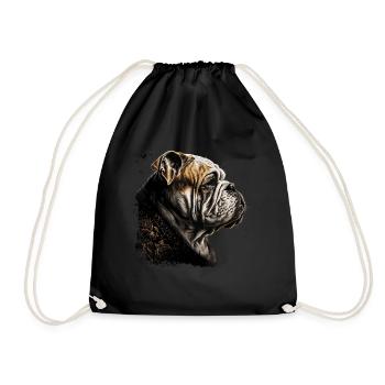 English Bulldog Art - Drawstring Bag - black - Front
