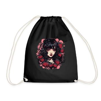 Emo Gothique Fraises Fille - Sac de sport léger - noir - Devant