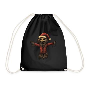 Funny Christmas Scarecrow - Drawstring Bag - black - Front