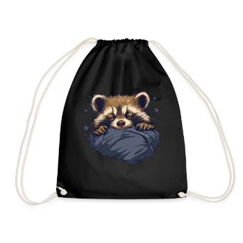 Dreaming raccoon - Drawstring Bag - black - Front