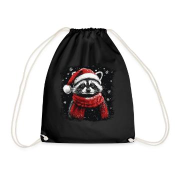 raton laveur de Noël - Sac de sport léger - noir - Devant
