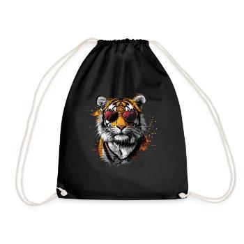 Tiger mit Sonnenbrille - Turnbeutel - Schwarz - Vorne