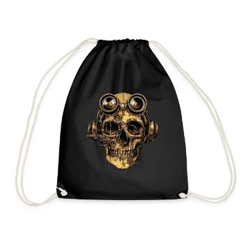 Steampunk Zombie Skull - Drawstring Bag - black - Front