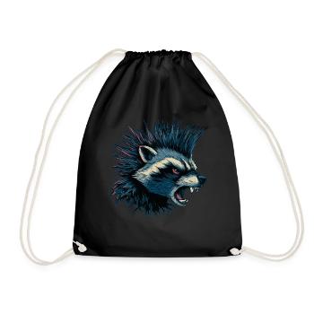 Angry Raccoon Punk - Drawstring Bag - black - Front
