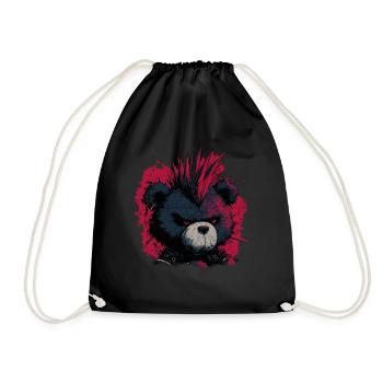 Cute Punk Teddy Bear - Drawstring Bag - black - Front