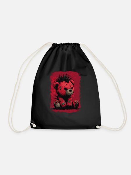 Niedlicher Punk Teddybär - Turnbeutel - Schwarz