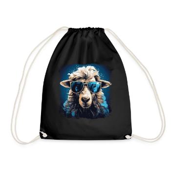 Cooles Schaf mit Sonnenbrille - Turnbeutel - Schwarz - Vorne