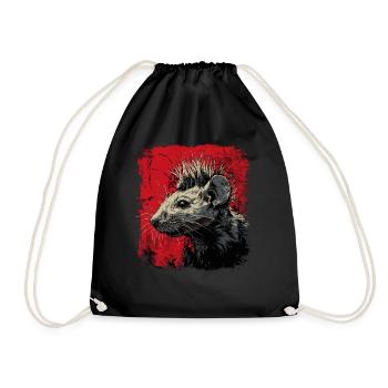 Punk Rock Rat - Drawstring Bag - black - Front