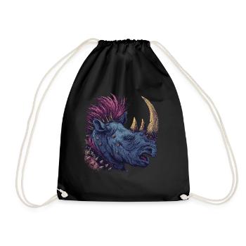 Fantasy Punkrock Rhino - Drawstring Bag - black - Front