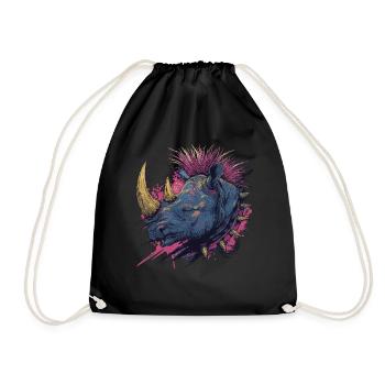 Fantasy Punkrock Rhino - Drawstring Bag - black - Front