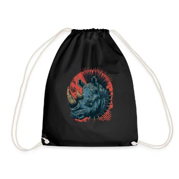 Fantasy Punkrock Rhino - Drawstring Bag - black - Front
