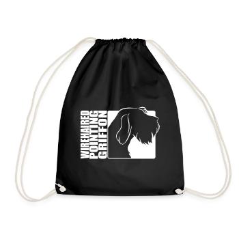Wirehaired Pointing Griffon Profile Dogs Hunting Dog - Drawstring Bag - black - Front