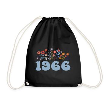 1966 Floral Pattern 1966 Floral Theme Floral 1966 - Drawstring Bag - black - Front
