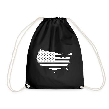 USA flag outline white - Drawstring Bag - black - Front
