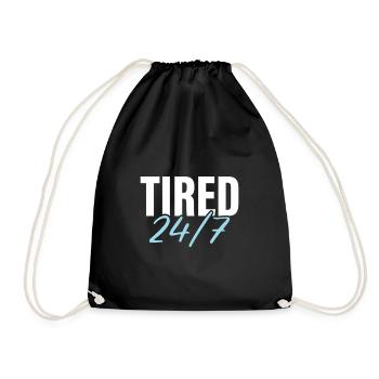 Tired 24/7 - Drawstring Bag - black - Front