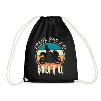 J'peux pas j'ai moto cadeau humour femme motarde - Sac de sport léger - noir - Devant