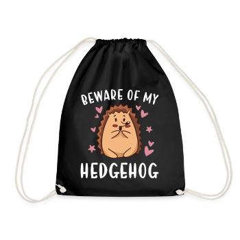Hedgie Beware Of My Hedgehog - Drawstring Bag - black - Front
