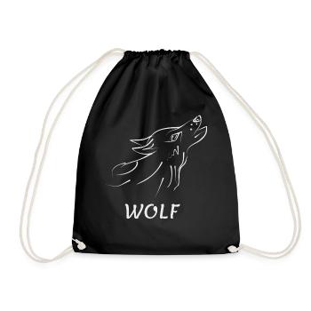 Wolf - Drawstring Bag - black - Front