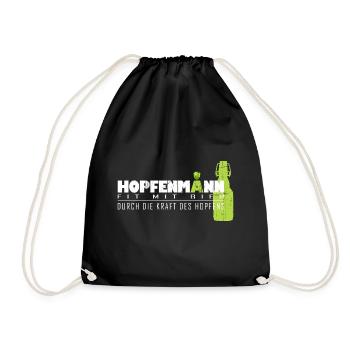 Hopfenmann Fit mit Bier - Turnbeutel - Schwarz - Vorne