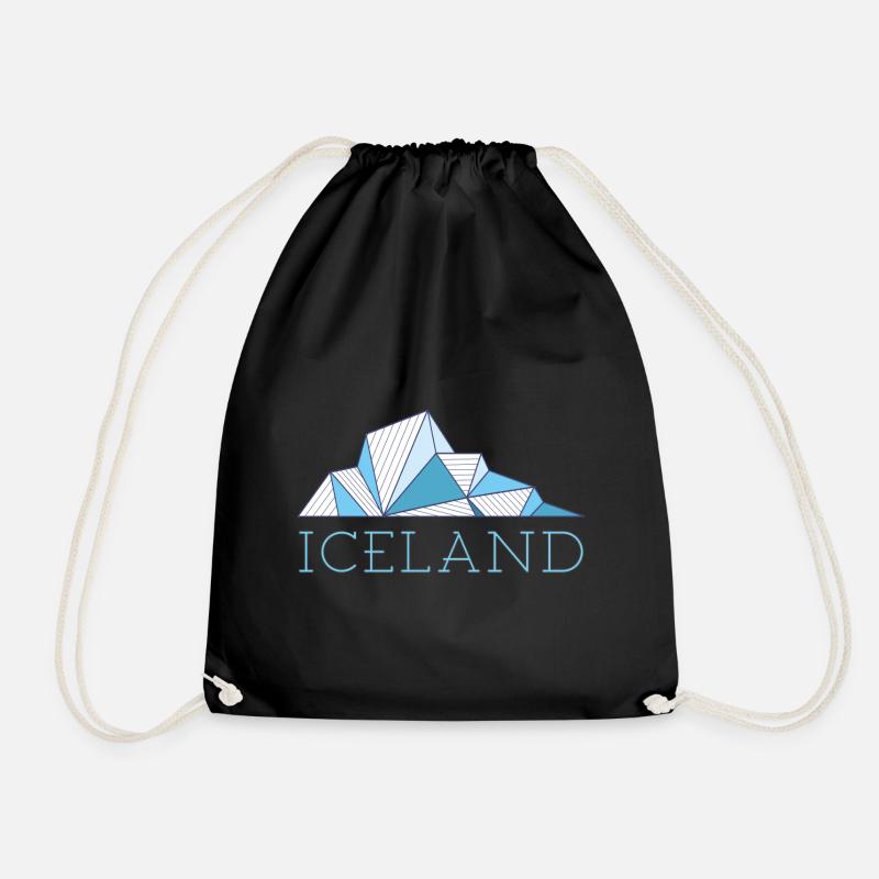 Iceland Ice Floe Iceland Glacier - Drawstring Bag - black