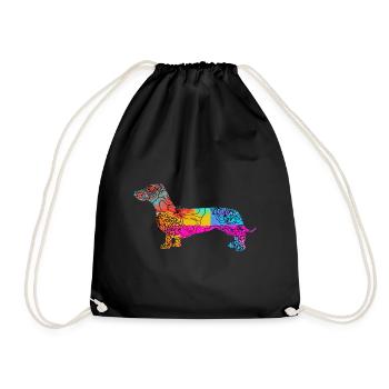 Teckel Dachshund Flowers - Sac de sport léger - noir - Devant