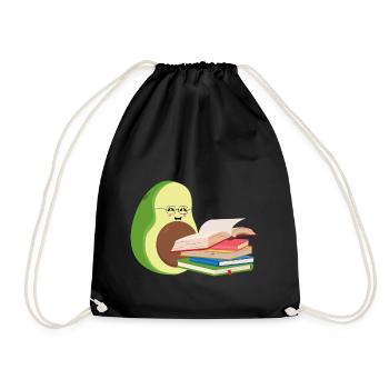 Lustige Avocado liest Bücher - Turnbeutel - Schwarz - Vorne