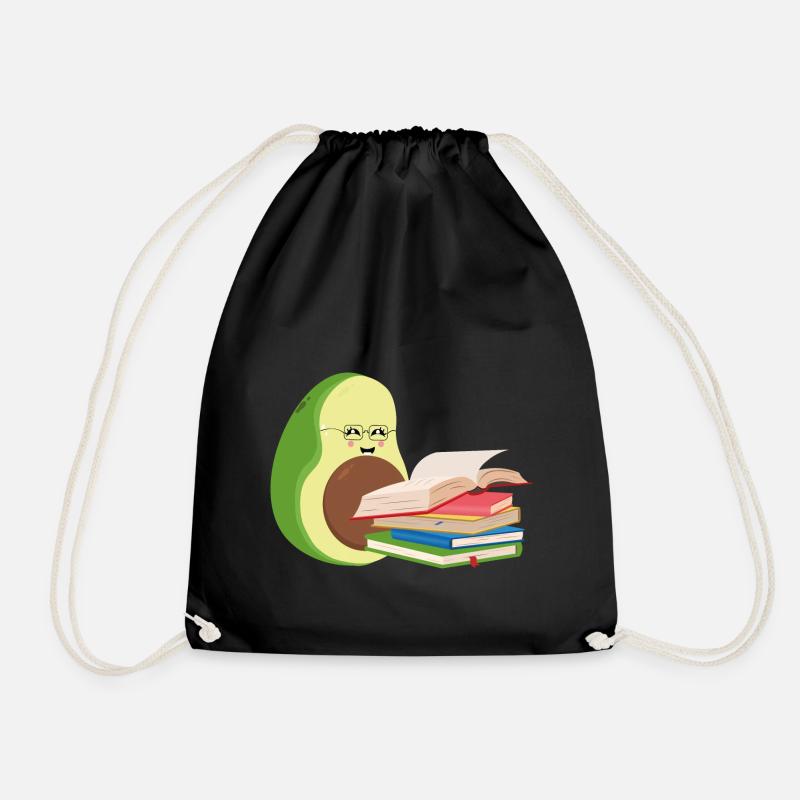 Lustige Avocado liest Bücher - Turnbeutel - Schwarz