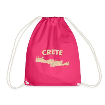 Crete Kreta drmaps w - Turnbeutel - Fuchsia - Vorne