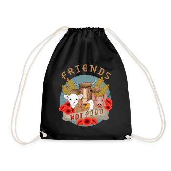 Friends not food - Drawstring Bag - black - Front
