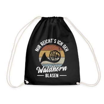 Waldhorn Hornist Orchester Musiker Horn Blasmusik - Turnbeutel - Schwarz - Vorne