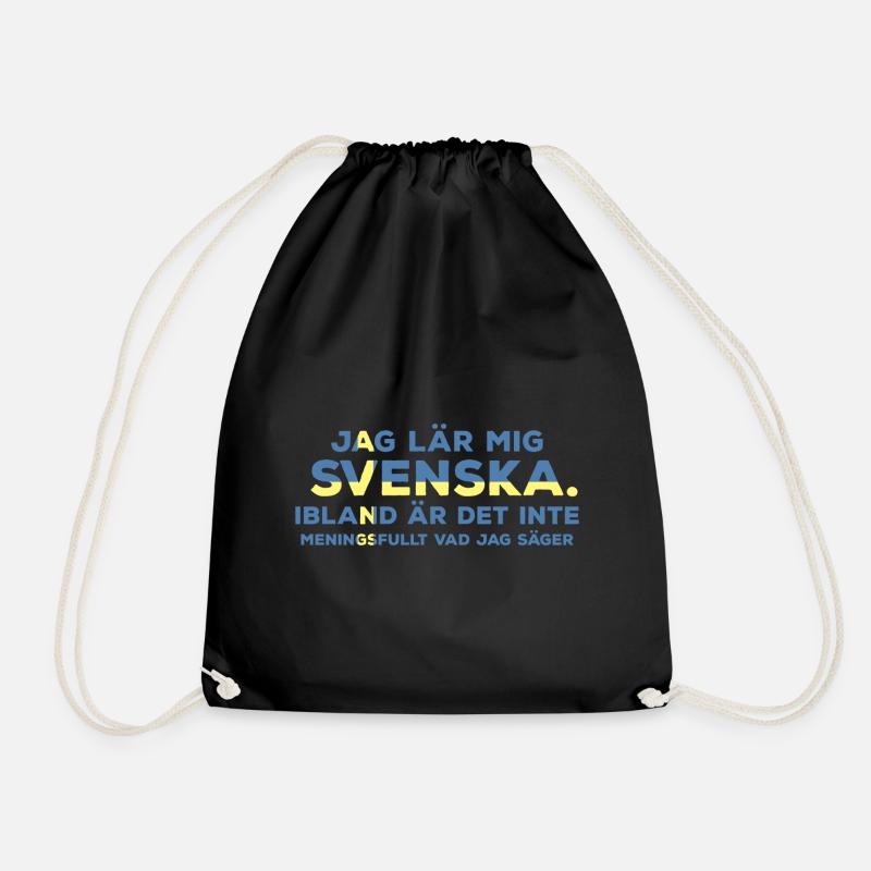 Learn Swedish - Drawstring Bag - black