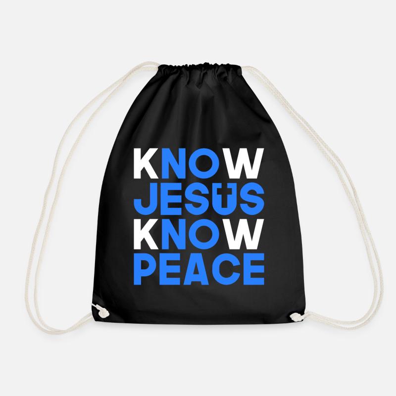 Know Jesus know peace Christliches Geschenk - Turnbeutel - Schwarz