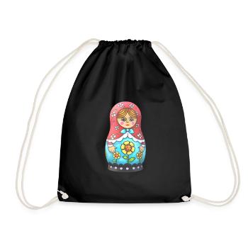 Babushka Matroschka - Turnbeutel - Schwarz - Vorne