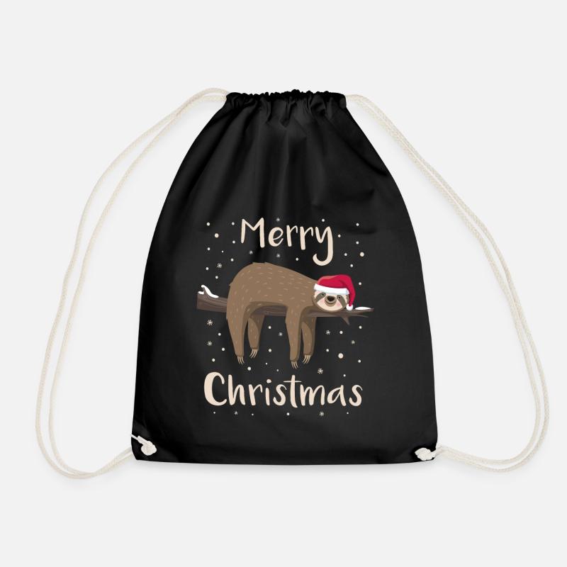 Sloth Christmas Sloth Merry Christmas - Drawstring Bag - black