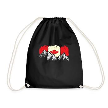 Canada gift idea - Canadian flag mountains - Drawstring Bag - black - Front
