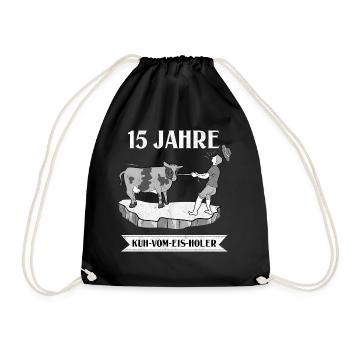 15 Jahre Kuh Vom Eis Holer Firmenjubiläum - Turnbeutel - Schwarz - Vorne