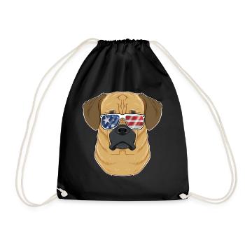 Puggle USA Sunglasses I American Flag Puggle - Drawstring Bag - black - Front