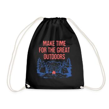 Make Time for Outdoors Camping Hiking Camper - Drawstring Bag - black - Front