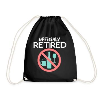 Officially Retired Drinker Alcoholic Veteran - Drawstring Bag - black - Front
