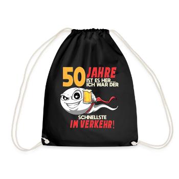 50 Geburtstag Mann Sperma 50 Jahre Geschenkidee - Turnbeutel - Schwarz - Vorne