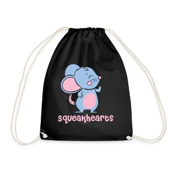 Squeakhearts Mice Funny Animal Puns - Drawstring Bag - black - Front