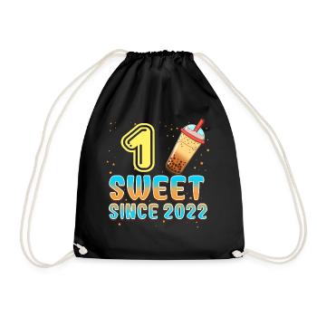 1. Geburtstag Bubble Tee - Turnbeutel - Schwarz - Vorne