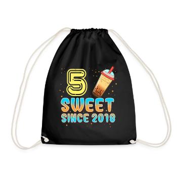5. Geburtstag Bubble Tee - Turnbeutel - Schwarz - Vorne