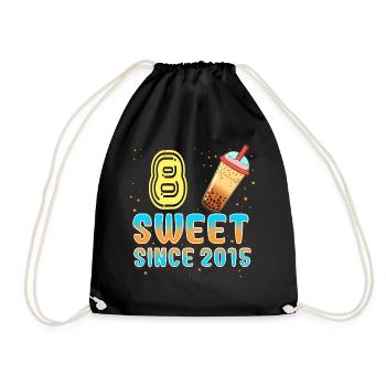 8. Geburtstag Bubble Tee - Turnbeutel - Schwarz - Vorne