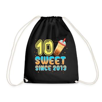 10. Geburtstag Bubble Tee - Turnbeutel - Schwarz - Vorne