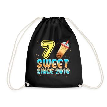 7. Geburtstag Bubble Tee - Turnbeutel - Schwarz - Vorne
