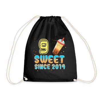 9. Geburtstag Bubble Tee - Turnbeutel - Schwarz - Vorne