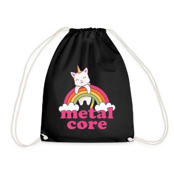 Metalcore Einhorn Katze Regenbogen Metalhead - Turnbeutel - Schwarz - Vorne